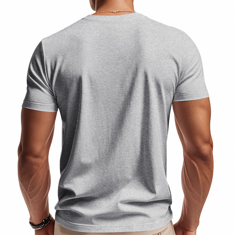 Men's Solid Color Casual V-neck Short-sleeved T-shirt 9906103320760