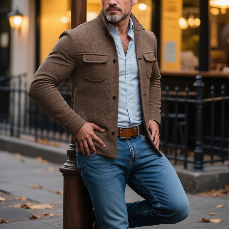 Men's Vintage Twill Lapel Single Breasted Slim Jacket 9873519509688