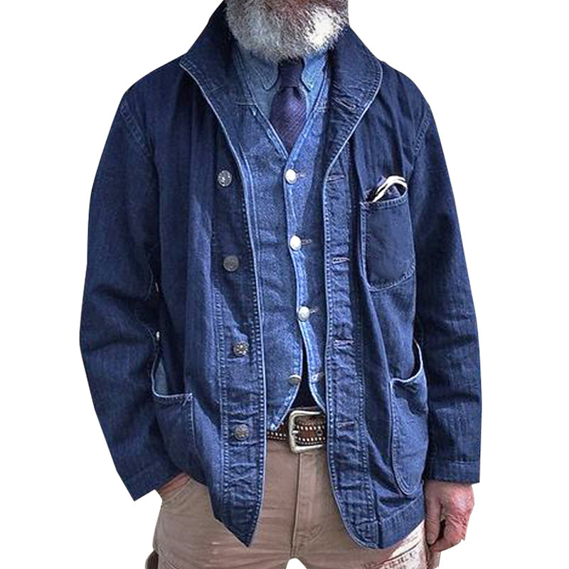 Men's Vintage Denim Multi-Pocket Thin Jacket 9261077823672