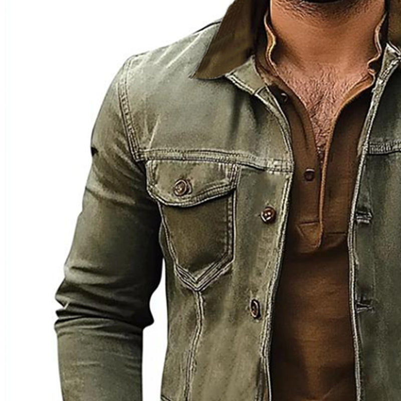 Men's Distressed Denim Jacket 9261079134392