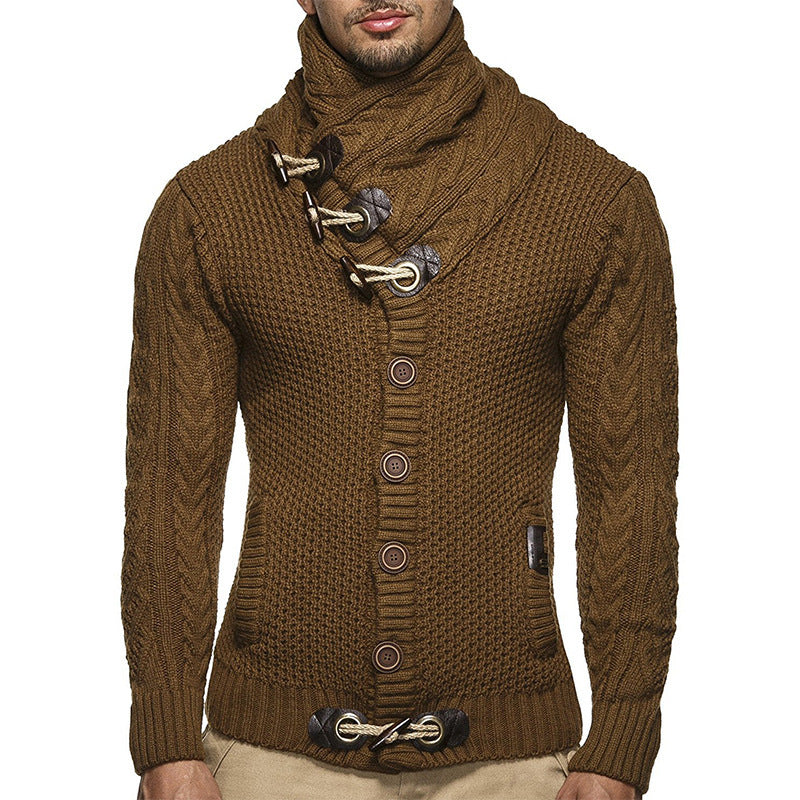 Men's High Neck Buttoned Wool Sweater 9878561128632