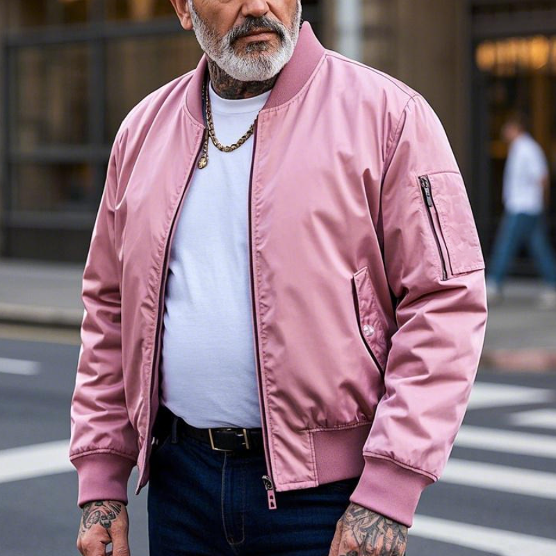 Men's Lightweight Casual Rib Collar Nylon Bomber Jacket 9906106138808
