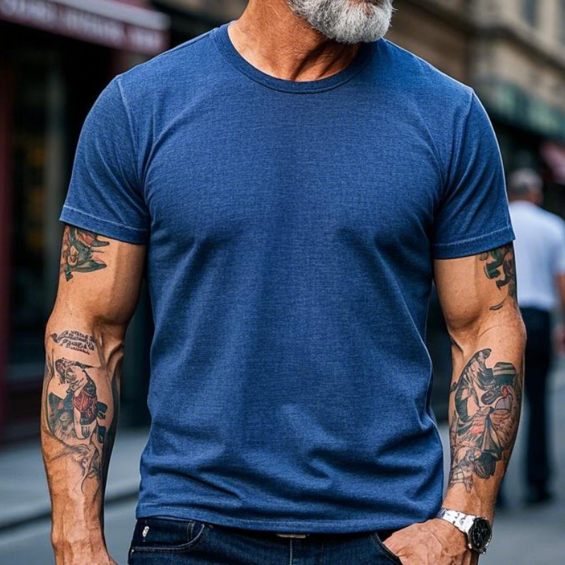 Men's Vintage Casual Round Neck Cotton Blend Short-sleeved T-shirt 9903594537144