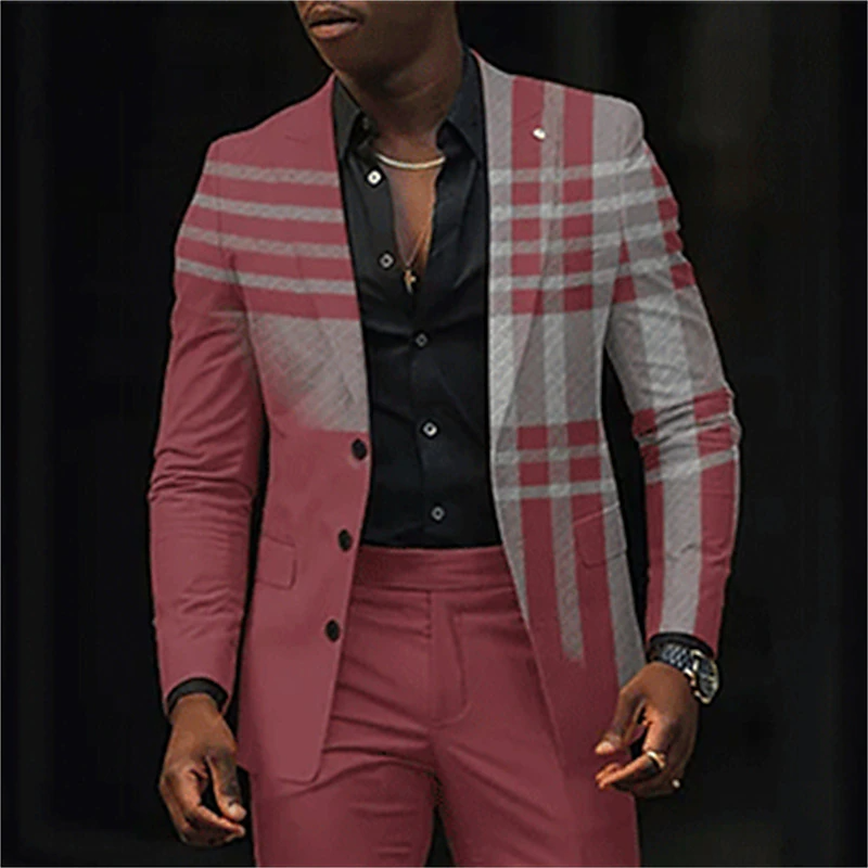 Men's Business Ombre Peak Lapel Blazer & Straight Pants 2Pcs Set 9888554778808