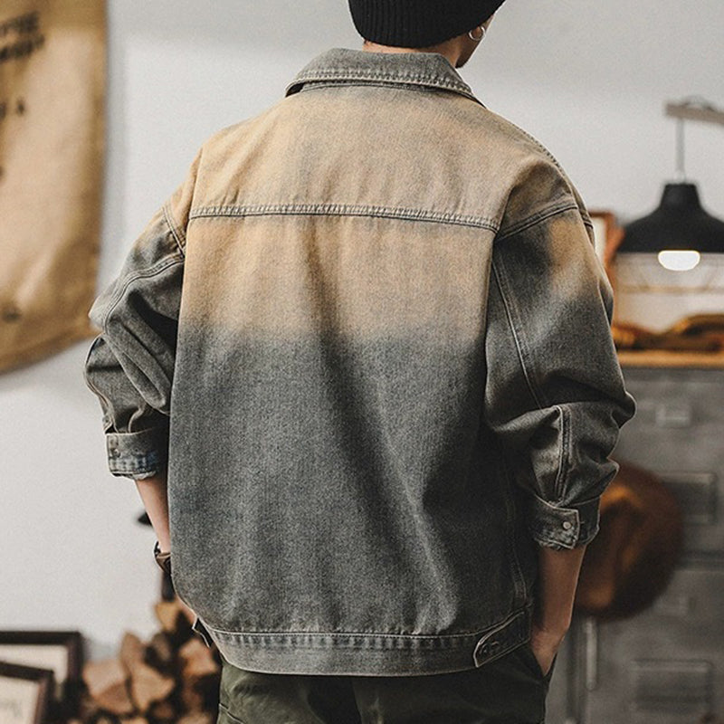 Men's Vintage Denim Lapel Jacket 9884509274296