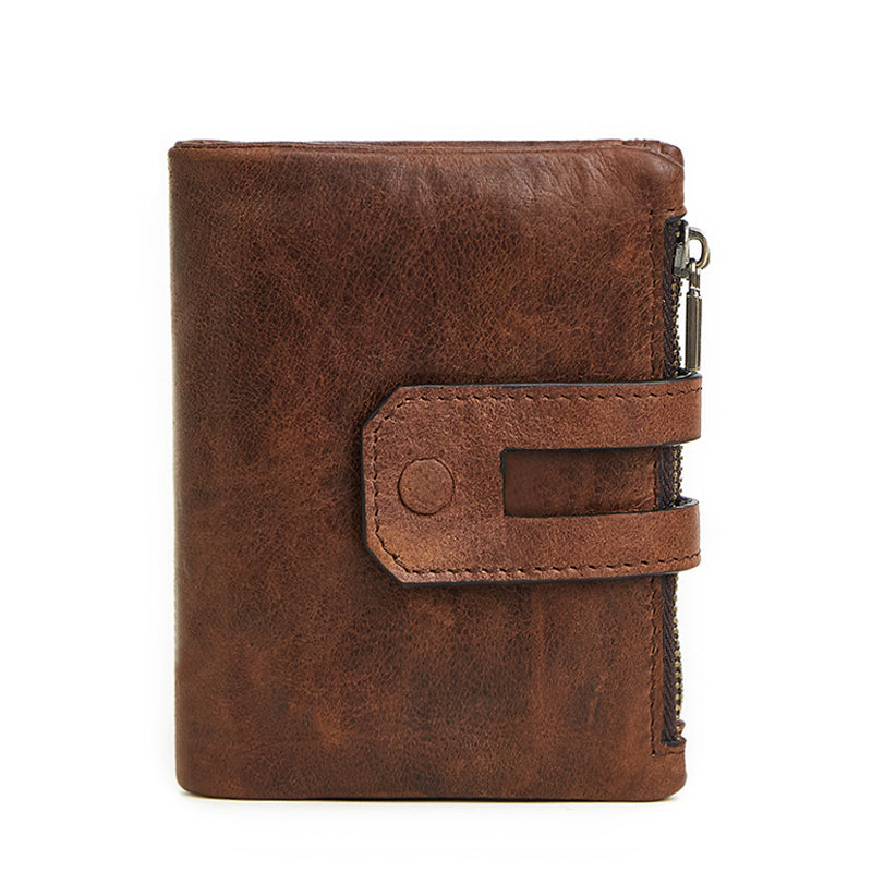Men's Vintage Multi-Card Double Zip Leather Wallet 9890060796088