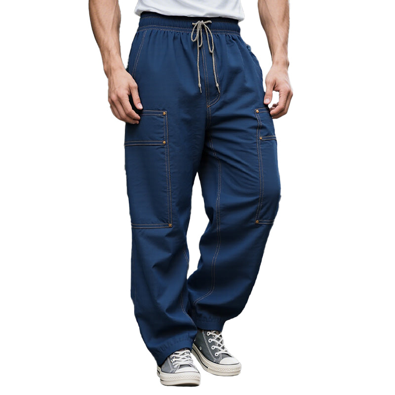 Men's Cargo Style Pocket Drawstring Elastic Waistband Loose Pants 250500850