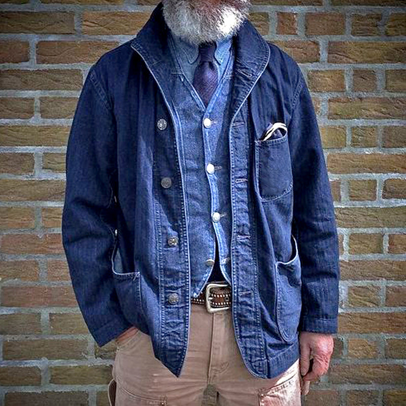 Men's Vintage Denim Multi-Pocket Thin Jacket 9261077823672