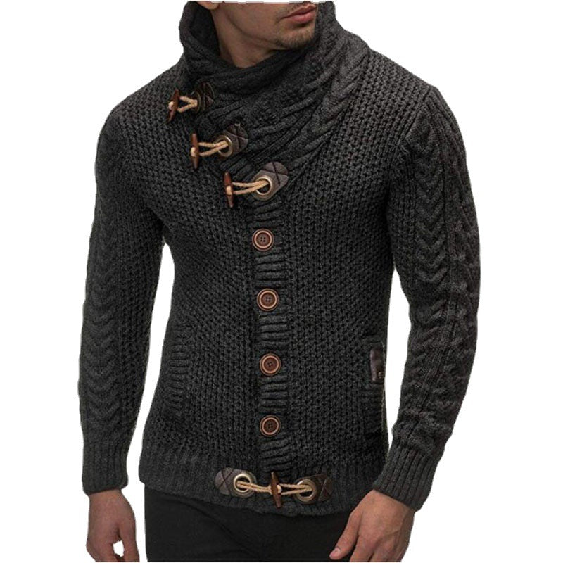 Men's High Neck Buttoned Wool Sweater 9878561128632