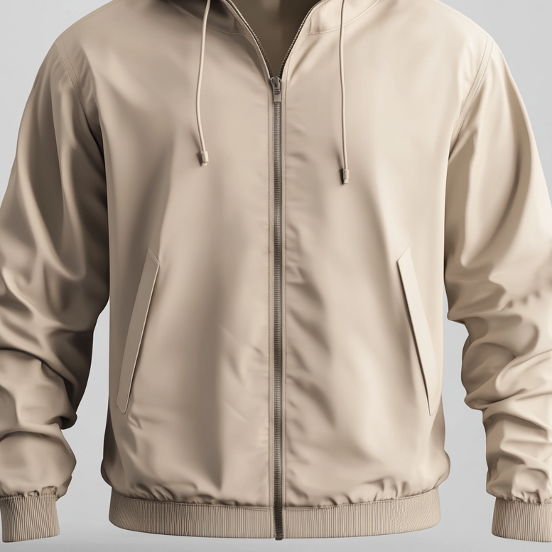 Men's Solid Long Sleeve Slant Pocket Windproof Drawstring Hooded Jacket 9951402098872