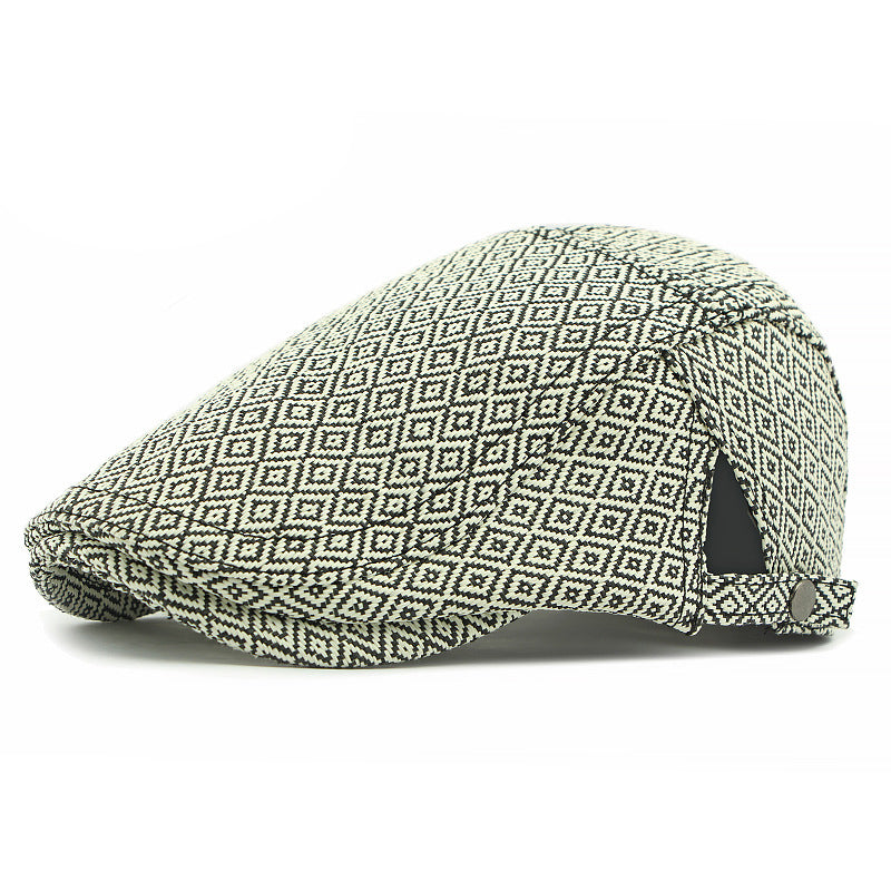 Men's Herringbone Pattern Sunshade Straw Woven Beret 9949457612984