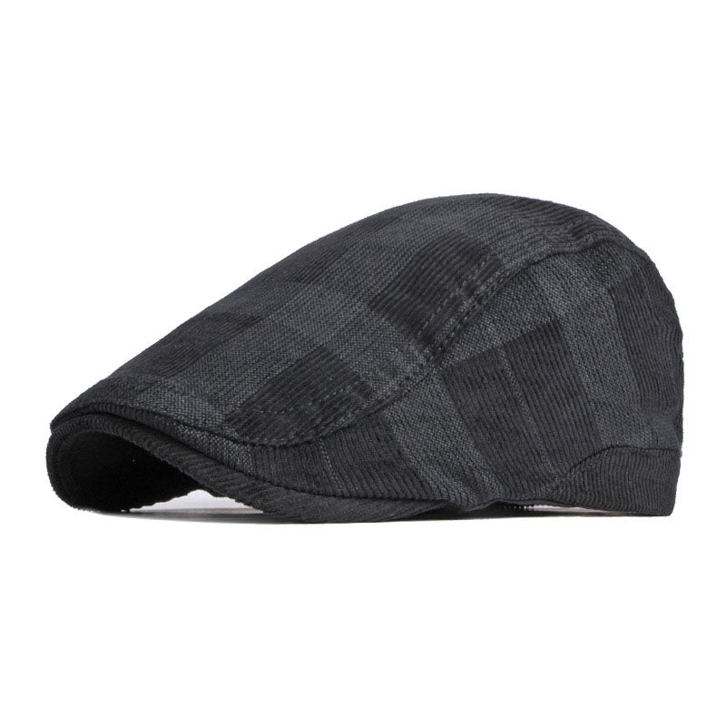 Men's Casual Check Corduroy Beret 9893976473784