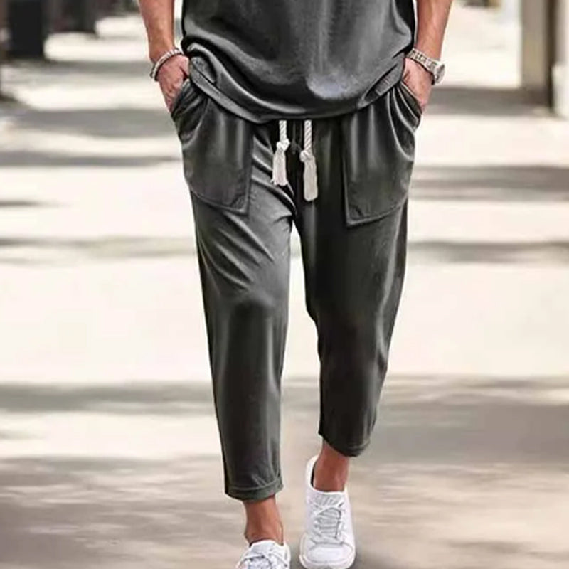 Men's Contrasting Color Vest and Trousers Two-piece Set 9909011579064