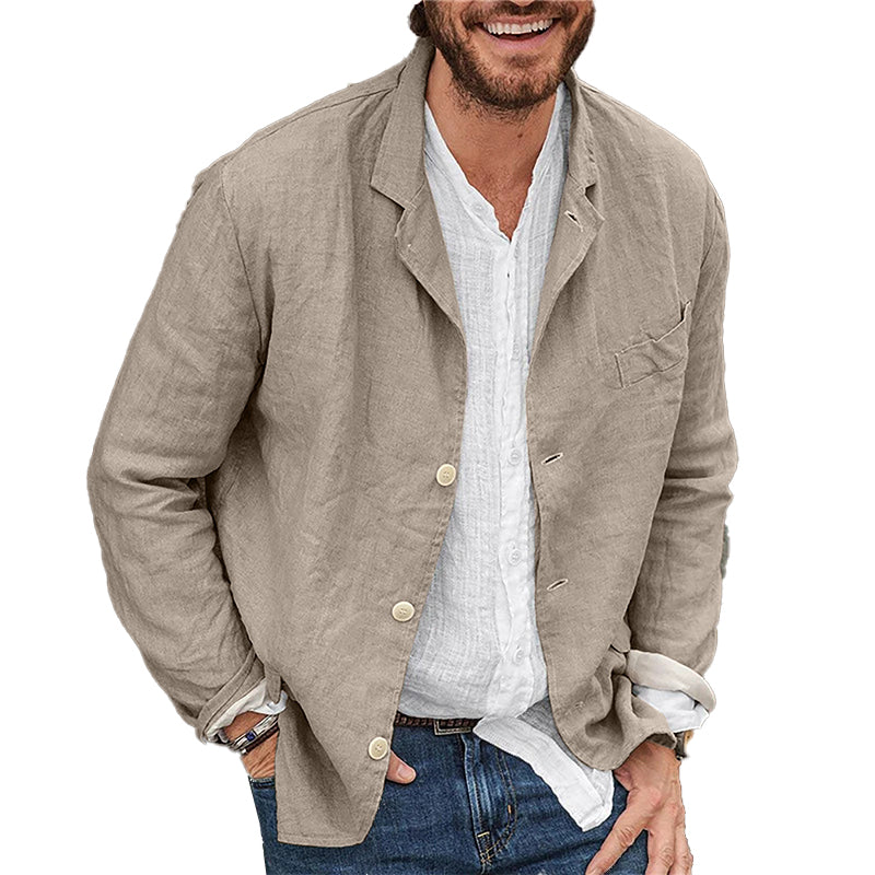 Men's Loose Cotton and Linen Suit Jacket 9261077463224