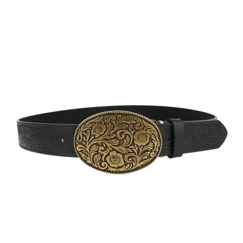 Men's Vintage Engraved Western Cowboy Leather Belt 9893976703160