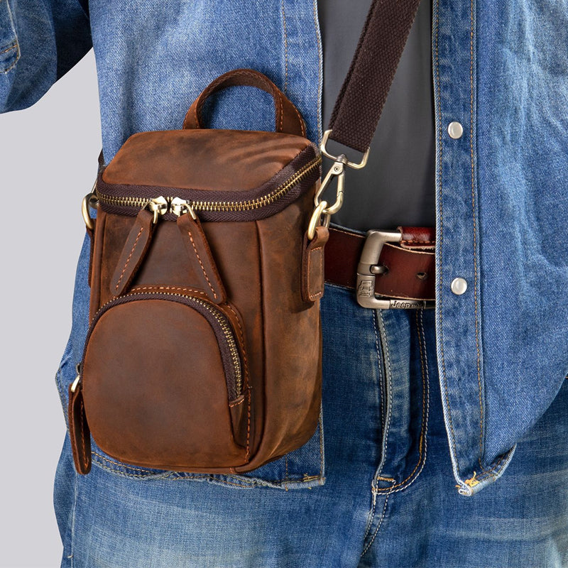 Men's Vintage Crazy Horse Leather Shoulder Bag 9890061353144