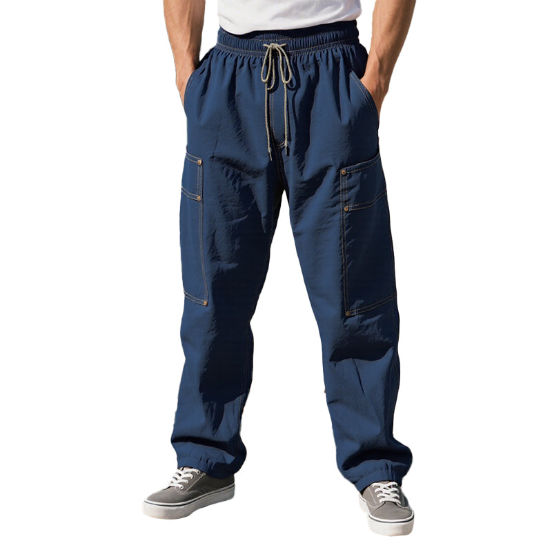 Men's Cargo Style Pocket Drawstring Elastic Waistband Loose Pants 250500850