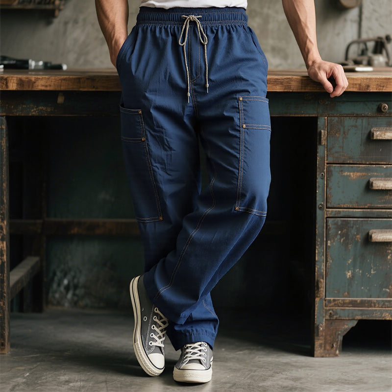 Men's Cargo Style Pocket Drawstring Elastic Waistband Loose Pants 250500850