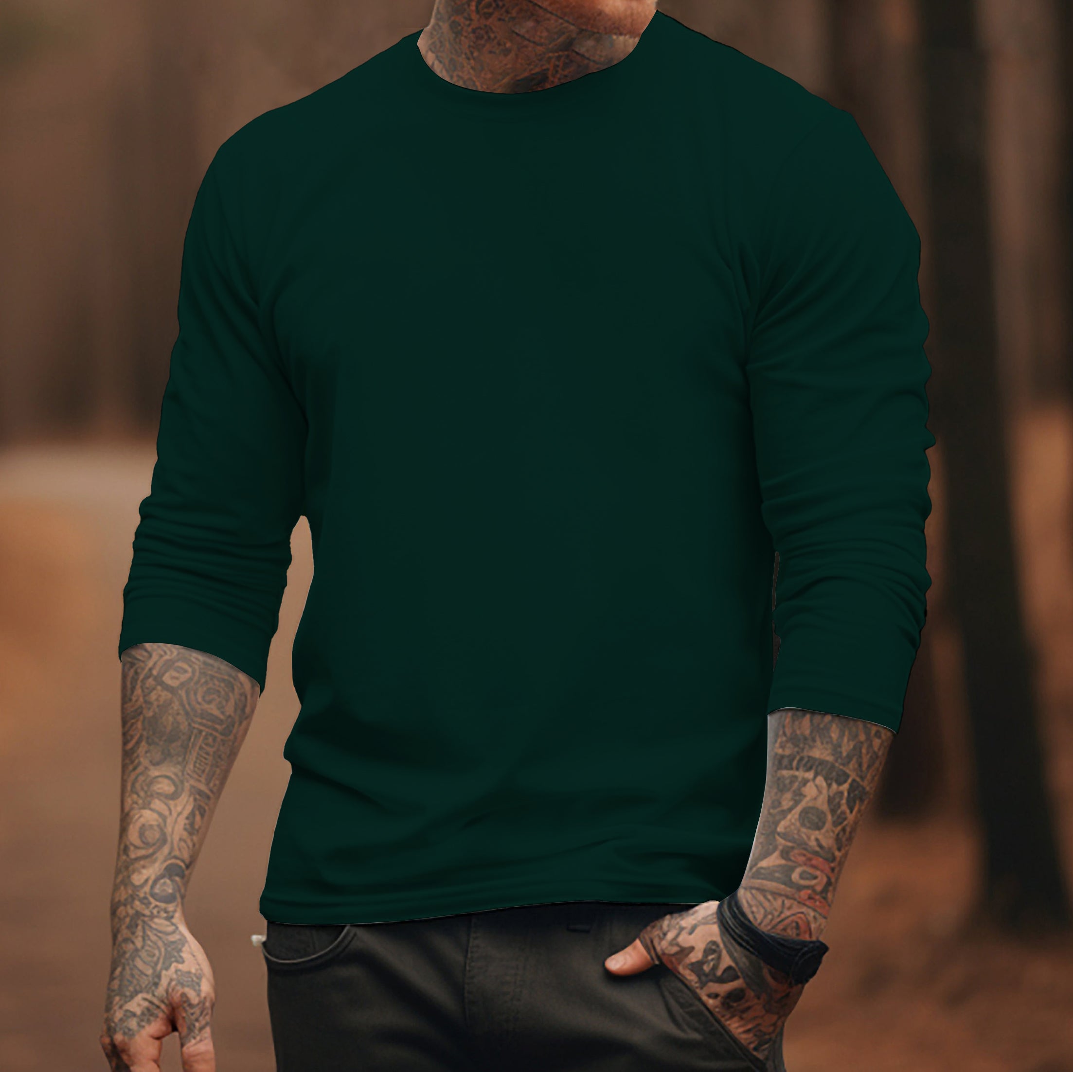 100% Cotton-Men's Round Neck Solid Color T-shirt 9877191065784