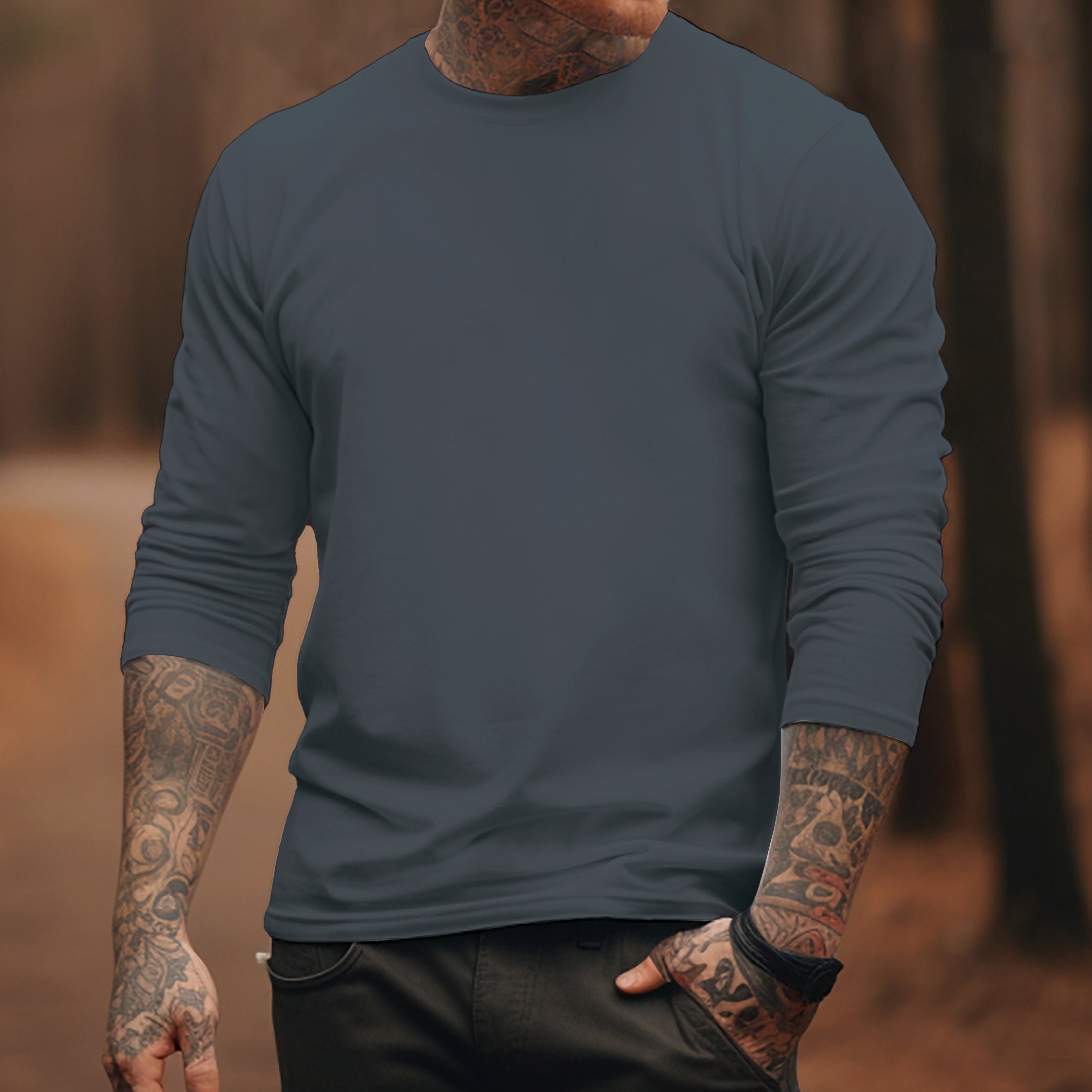 100% Cotton-Men's Round Neck Solid Color T-shirt 9877191065784