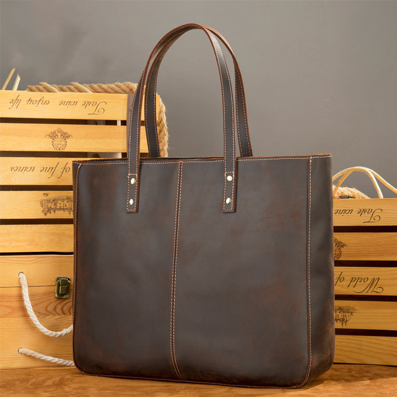Men's Vintage Crazy Horse Leather Casual Shoulder Bag 9890061320376