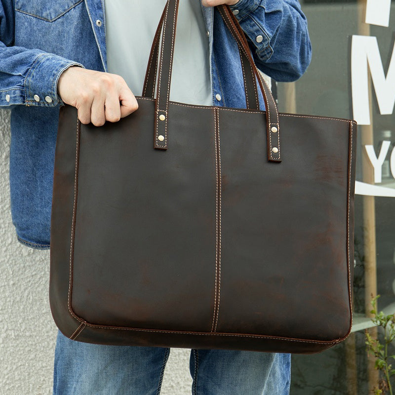 Men's Vintage Crazy Horse Leather Casual Shoulder Bag 9890061320376