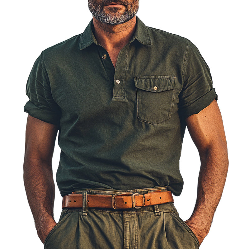 Men's Summer Comfort Distressed Polo Neck T-Shirt 9934846230712