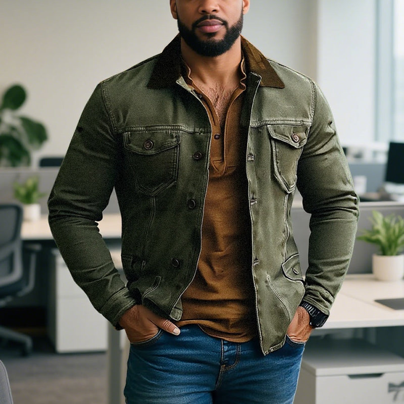 Men's Distressed Denim Jacket 9261079134392