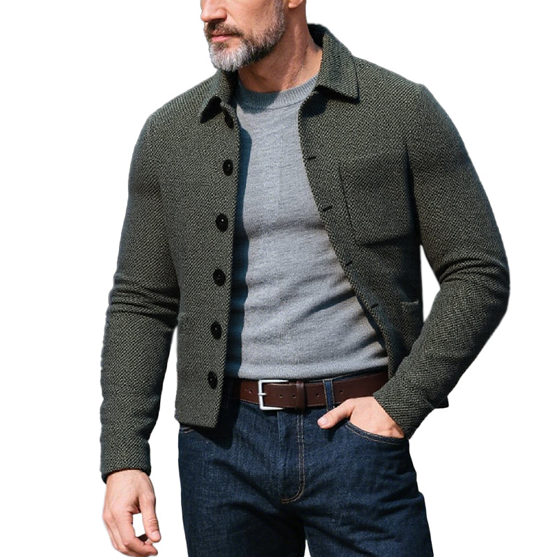 Men's Vintage Tweed Lapel Single Breasted Loose Jacket 9873519378616