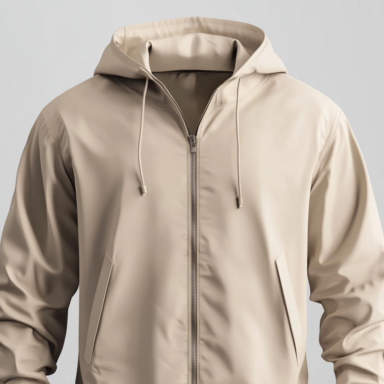 Men's Solid Long Sleeve Slant Pocket Windproof Drawstring Hooded Jacket 9951402098872