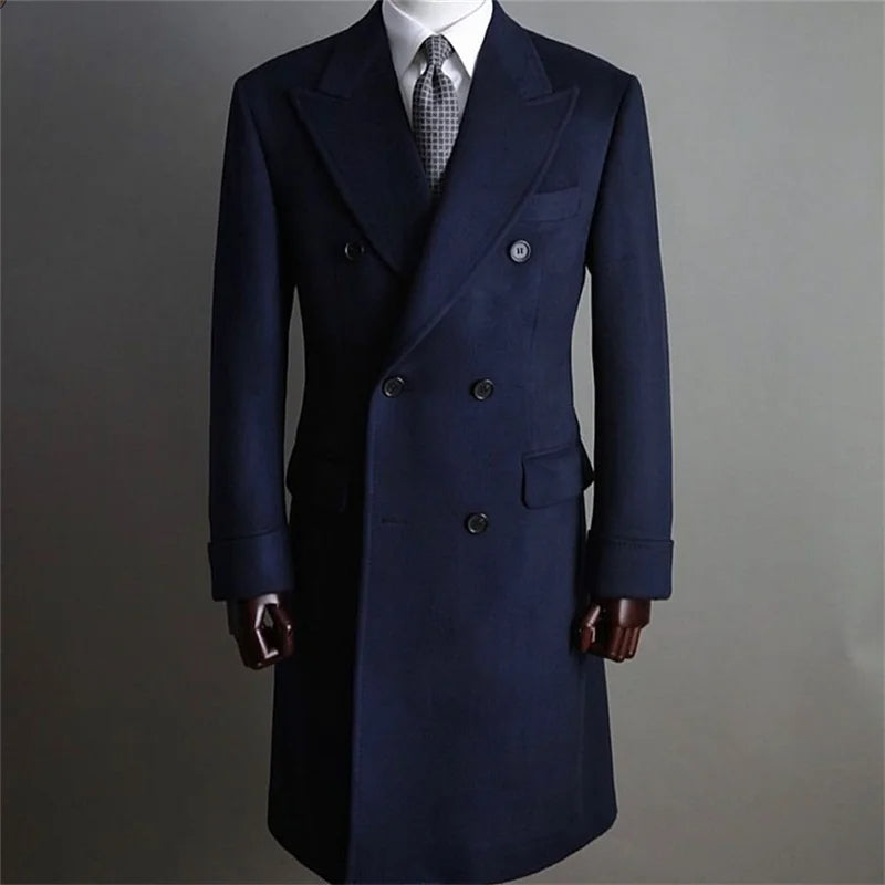 Men's Winter Coat Casual Solid Lapel Collar Double-Breasted Long Sleeve Mid-Length Fur Coats 9888555040952