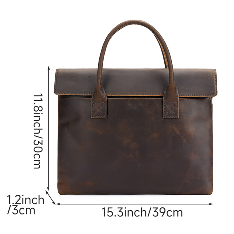 Men's Vintage Crazy Horse Leather Office Bag 9890061254840
