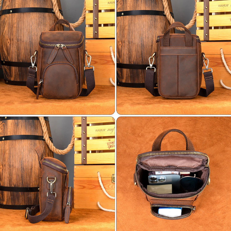 Men's Vintage Crazy Horse Leather Shoulder Bag 9890061353144