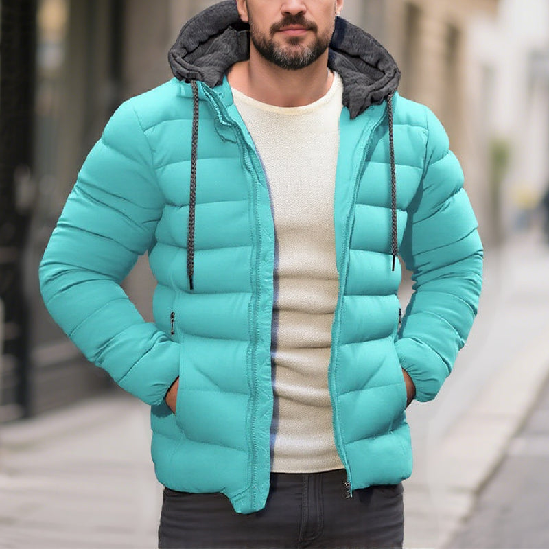 Men's Casual Hooded Long Sleeve Zipper Padded Jacket 9261082902712