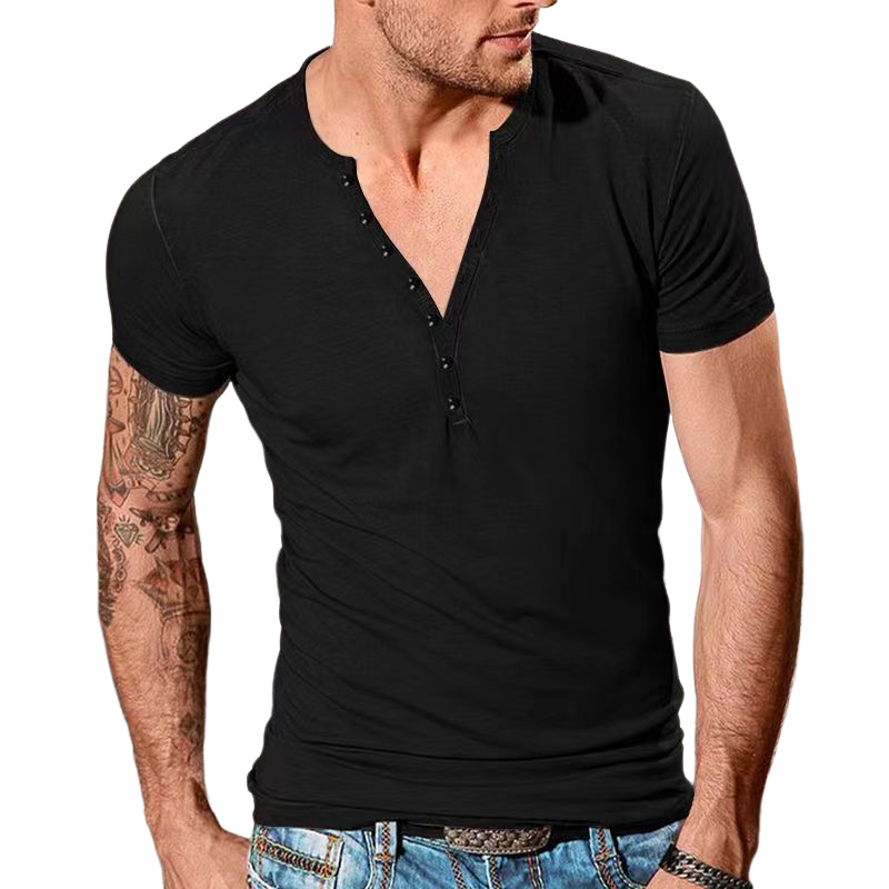 Men's Henley Crew Neck Short Sleeve T-Shirt 9907265601720