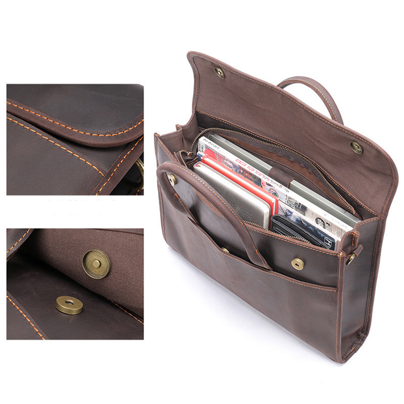 Men's Vintage Crazy Horse Leather Office Bag 9890061254840