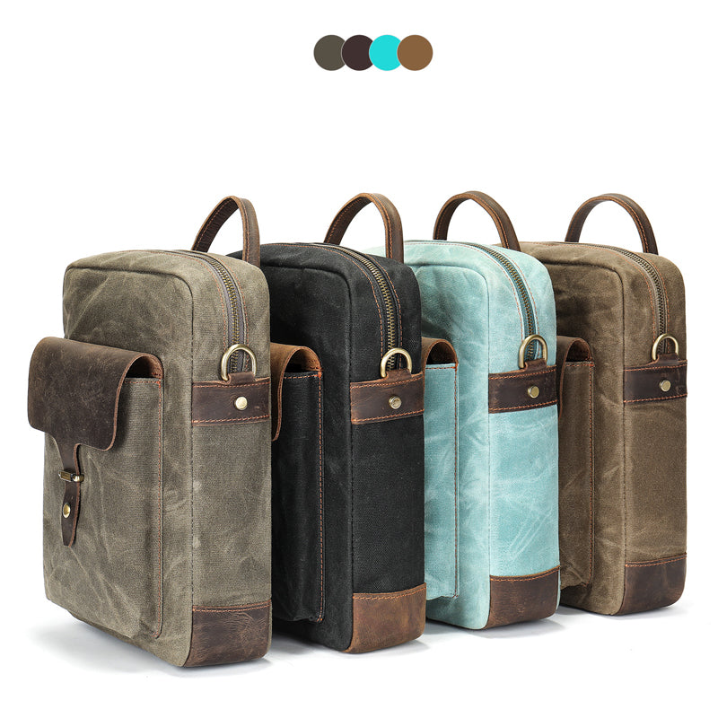 Men's Retro Leather Washed Patchwork Bag 9890061418680