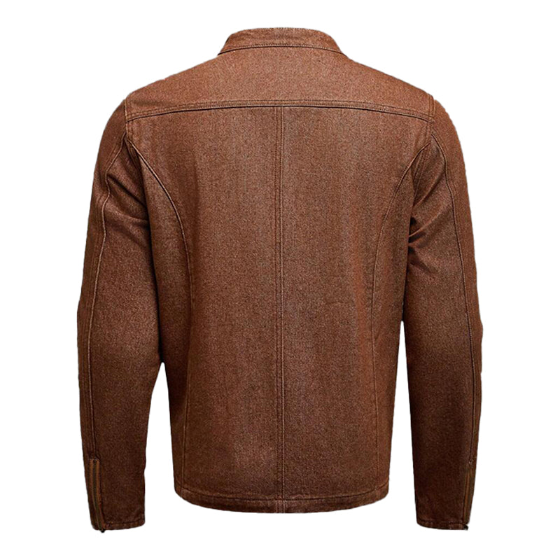 Men's Stand Collar Zipper Denim Jacket 9899737743544