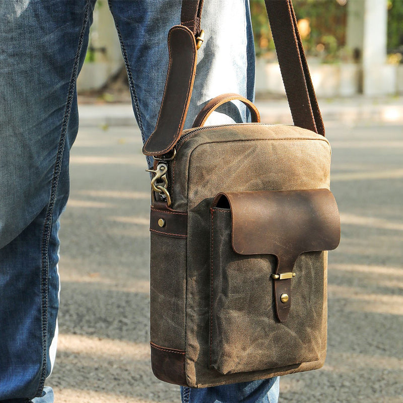 Men's Retro Leather Washed Patchwork Bag 9890061418680