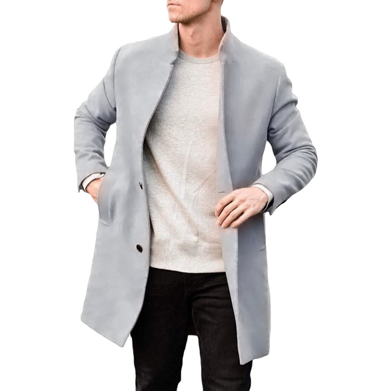 Men's Stand Collar Single Breasted Mid-length Coat 9261101842616