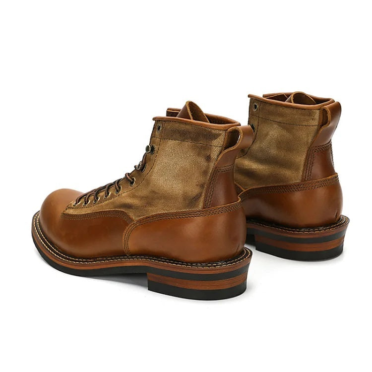 Men's Vintage Canvas and Leather Martin Boots Shoes 9891526049976