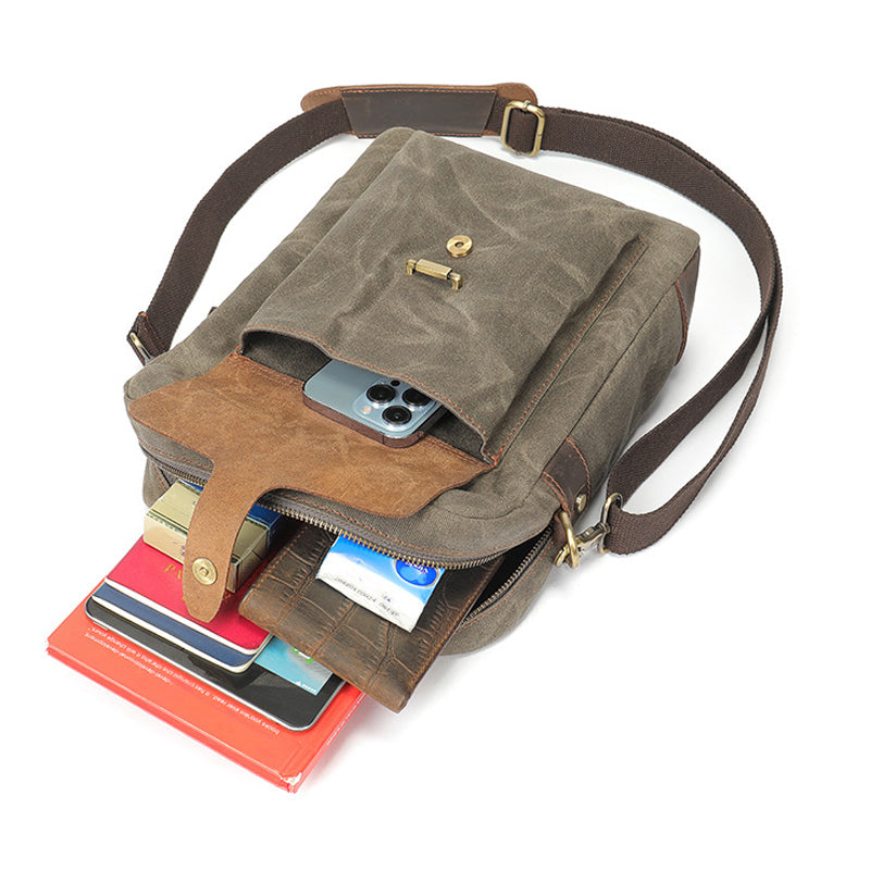 Men's Retro Leather Washed Patchwork Bag 9890061418680