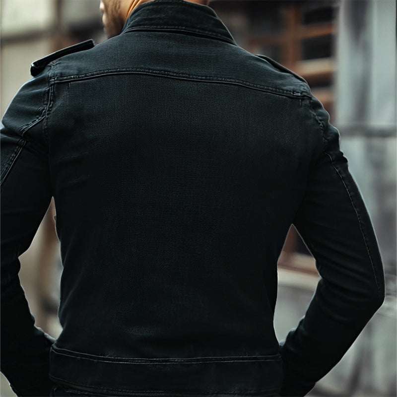 Men's Vintage Stand Collar Denim Jacket 9923553525944