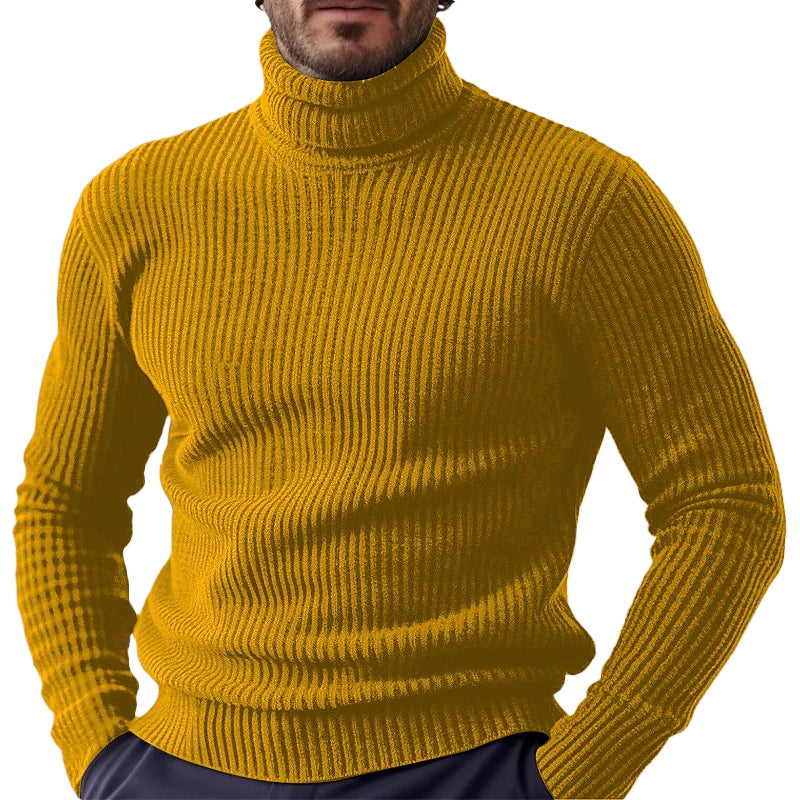 Men's Pullover Solid Turtleneck Long Sleeve Ribbed Knit Thermal Stretchy Sweater 9888552157368