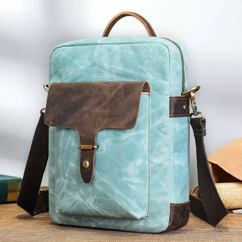 Men's Retro Leather Washed Patchwork Bag 9890061418680