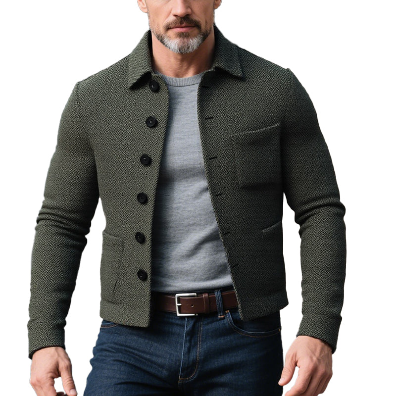 Men's Vintage Tweed Lapel Single Breasted Loose Jacket 9873519378616