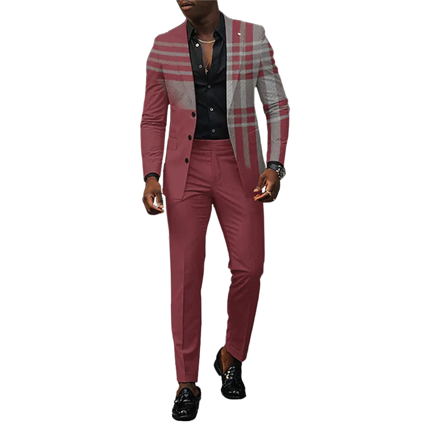 Men's Business Ombre Peak Lapel Blazer & Straight Pants 2Pcs Set 9888554778808