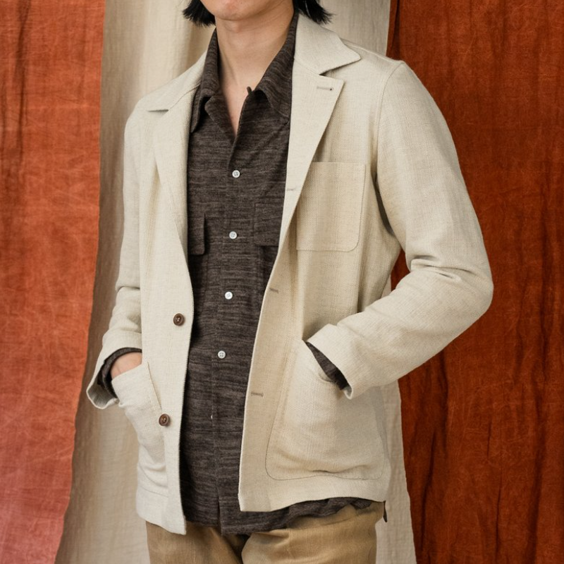 Men's Casual Comfort Linen Lapel Single Breasted Blazer 9891528474808