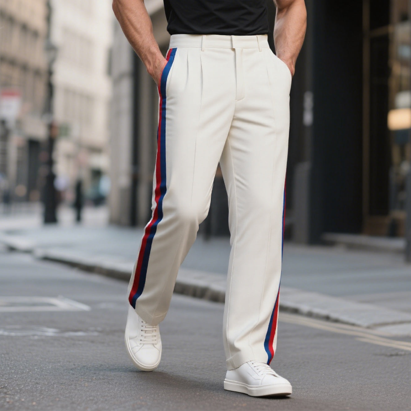 Men's Side Stripes Wide Leg Trousers 250700209