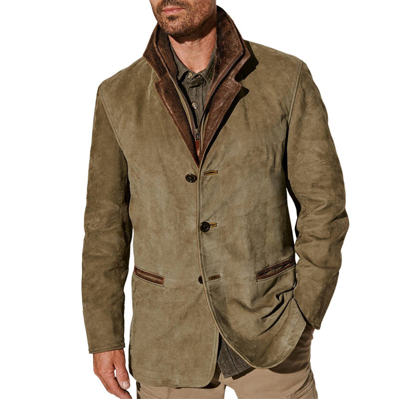 Men's Autumn Vintage Buckskin Jacket 9261077233848